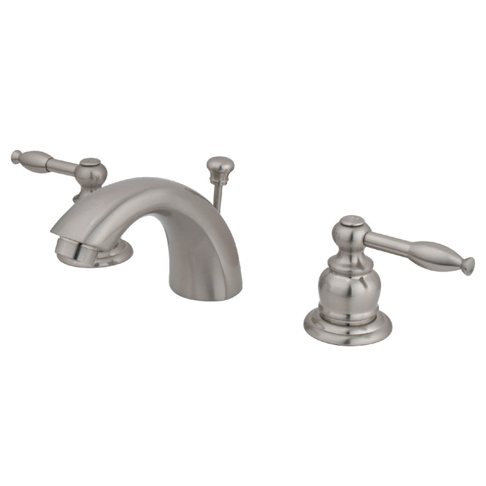 Knight KB958KL Two-Handle 3-Hole Deck Mount Mini-Widespread Bathroom Faucet with Pop-Up Drain, Brushed Nickel