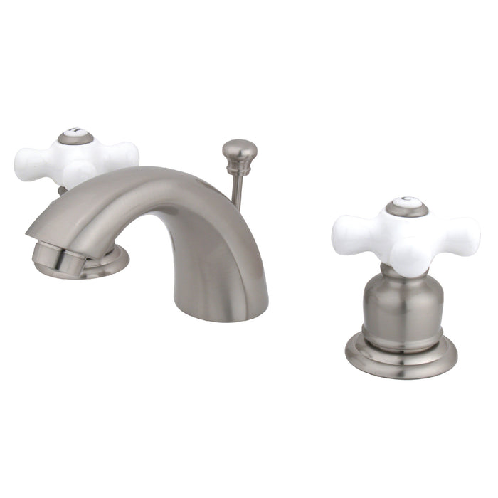 Victorian KB958PX Two-Handle 3-Hole Deck Mount Mini-Widespread Bathroom Faucet with Pop-Up Drain, Brushed Nickel