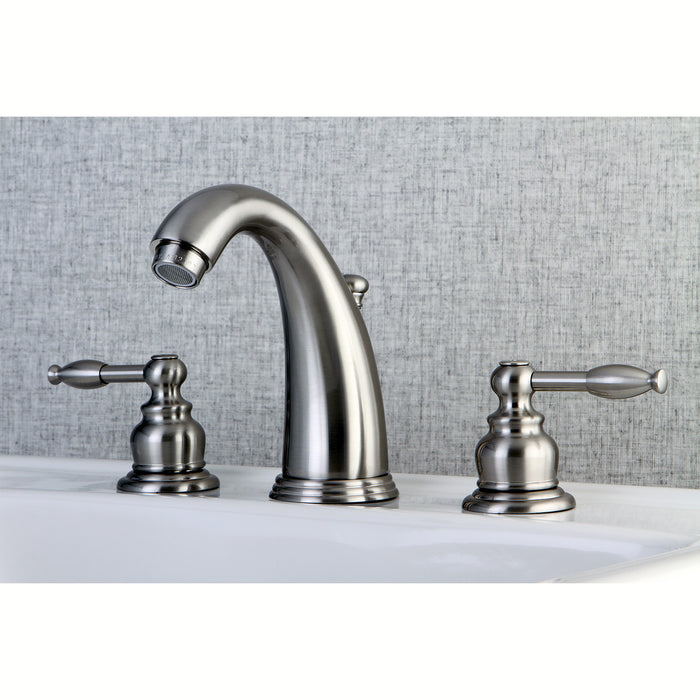 Knight KB988KL Two-Handle 3-Hole Deck Mount Widespread Bathroom Faucet with Plastic Pop-Up, Brushed Nickel