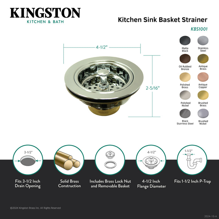 Made To Match KBS1005 3-1/2 Inch Kitchen Sink Basket Strainer Only, Oil Rubbed Bronze