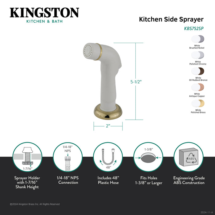 Made To Match KBS758SP Plastic Kitchen Faucet Side Sprayer, White/Brushed Nickel