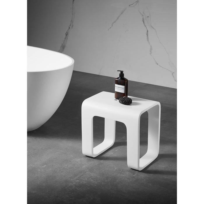 Descanso KBSSA171416 Solid Surface Bathroom Stool, Matte White