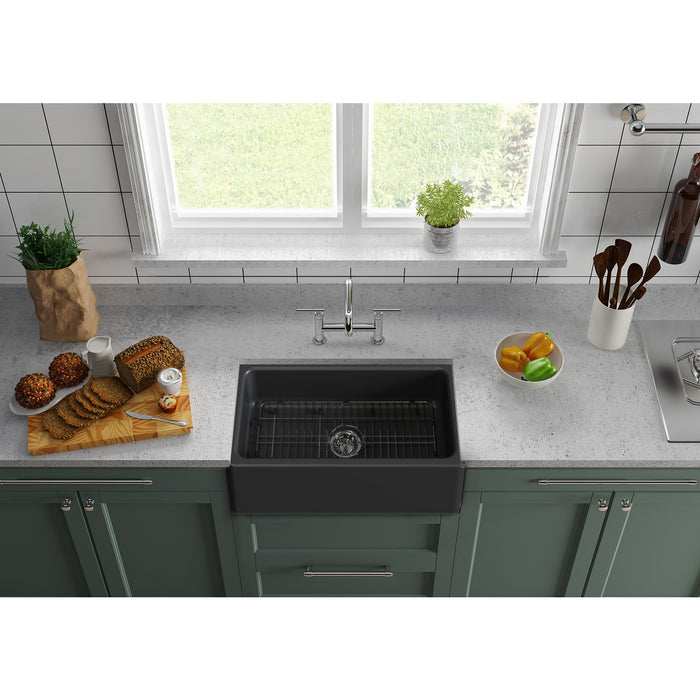 Traditional KGPF311910KBC 30-Inch Fireclay Farmhouse Kitchen Sink, Matte Black