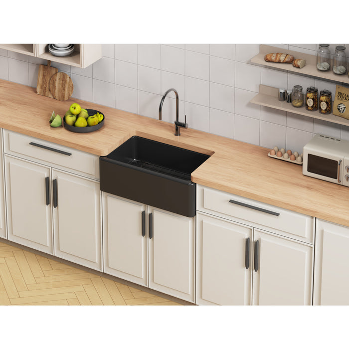 Traditional KGPF311910KBC 30-Inch Fireclay Farmhouse Kitchen Sink, Matte Black