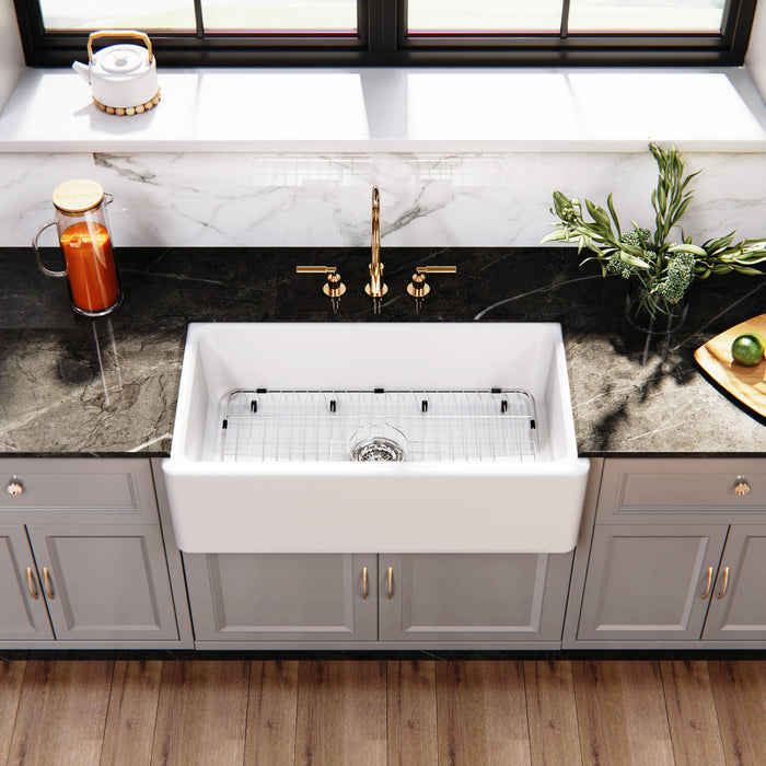 Traditional KGPF331810EBC 33-Inch Fireclay Farmhouse Kitchen Sink, Matte White