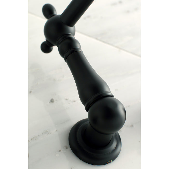 Heritage KS1020AL Two-Handle 3-Hole Wall Mount Roman Tub Faucet, Matte Black