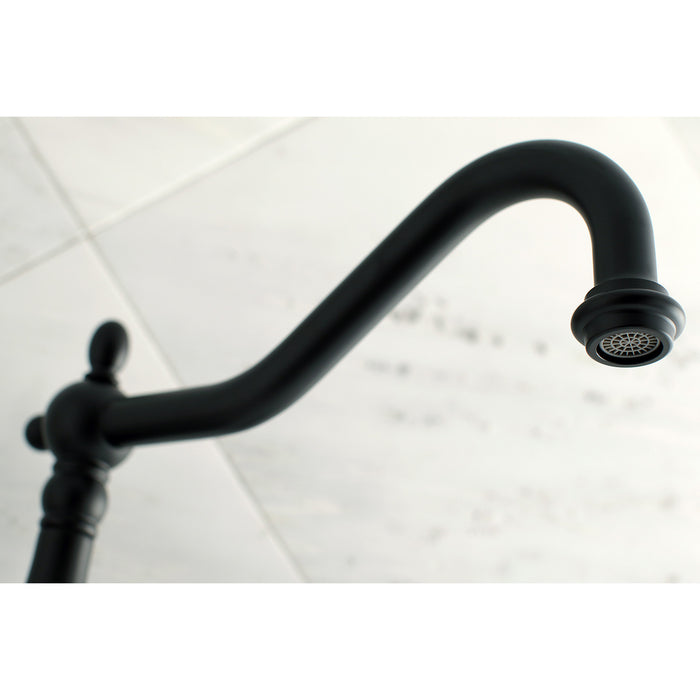 Heritage KS1020AL Two-Handle 3-Hole Wall Mount Roman Tub Faucet, Matte Black