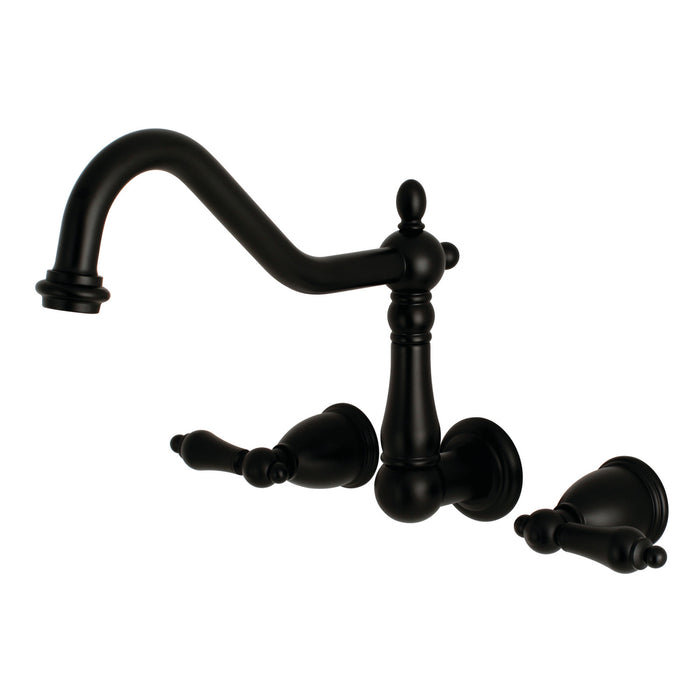 Heritage KS1020AL Two-Handle 3-Hole Wall Mount Roman Tub Faucet, Matte Black