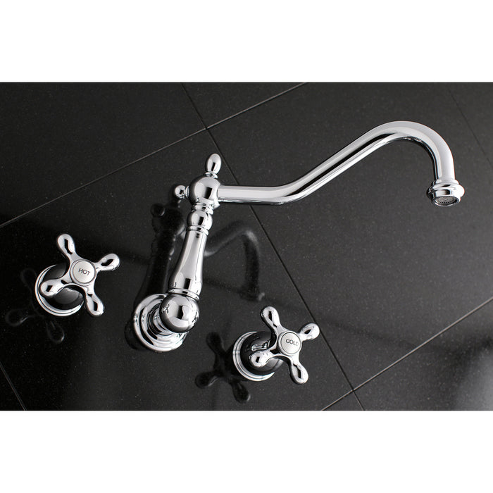 Heritage KS1021AX Two-Handle 3-Hole Wall Mount Roman Tub Faucet, Polished Chrome