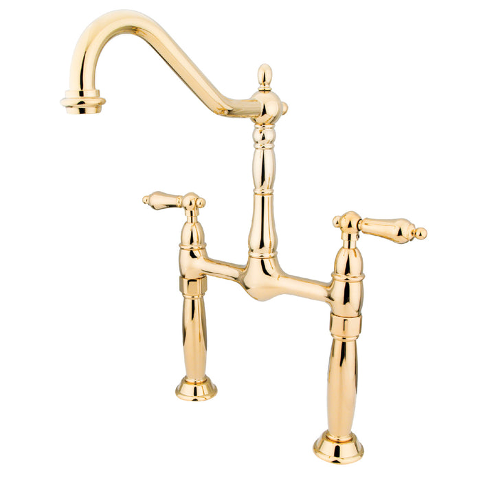 Victorian KS1072AL Two-Handle 2-Hole Deck Mount Bridge Vessel Faucet, Polished Brass