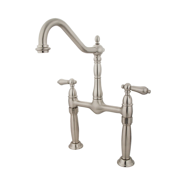 Victorian KS1078AL Two-Handle 2-Hole Deck Mount Bridge Vessel Faucet, Brushed Nickel