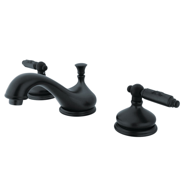 Georgian KS1160GL Two-Handle 3-Hole Deck Mount Widespread Bathroom Faucet with Brass Pop-Up Drain, Matte Black