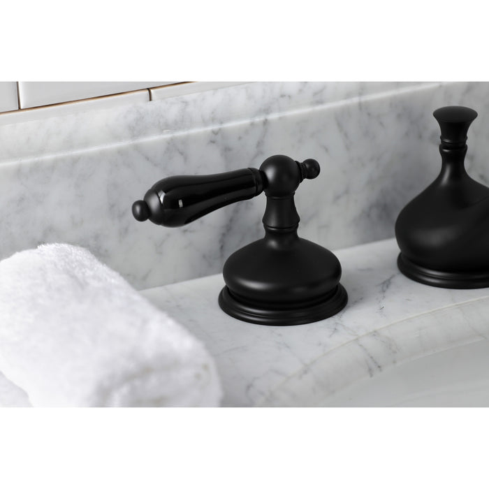 Duchess KS1160PKL Two-Handle 3-Hole Deck Mount Widespread Bathroom Faucet with Brass Pop-Up Drain, Matte Black