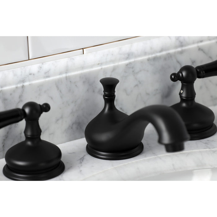 Duchess KS1160PKL Two-Handle 3-Hole Deck Mount Widespread Bathroom Faucet with Brass Pop-Up Drain, Matte Black