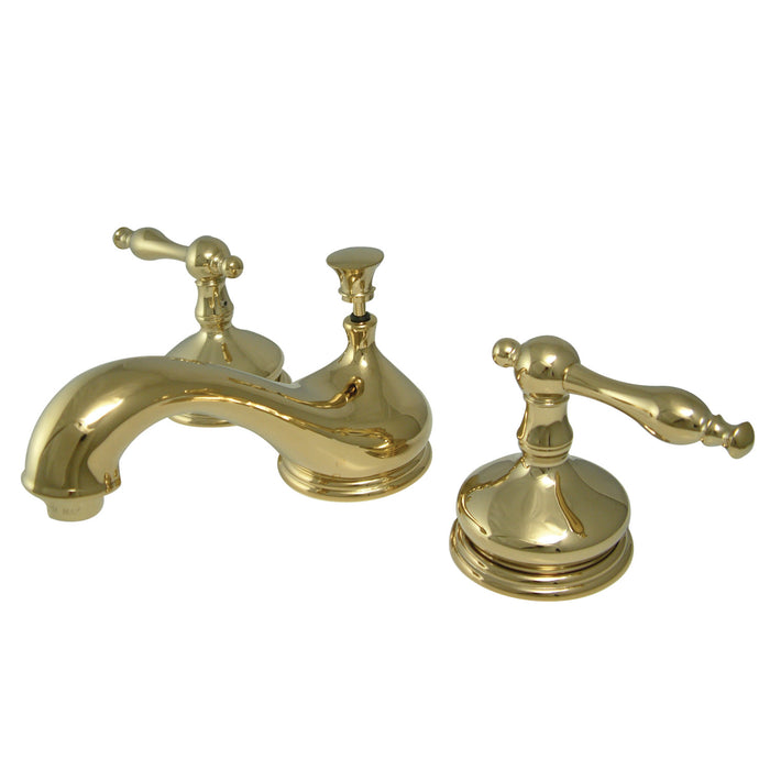 Heritage KS1162NL Two-Handle 3-Hole Deck Mount Widespread Bathroom Faucet with Brass Pop-Up Drain, Polished Brass