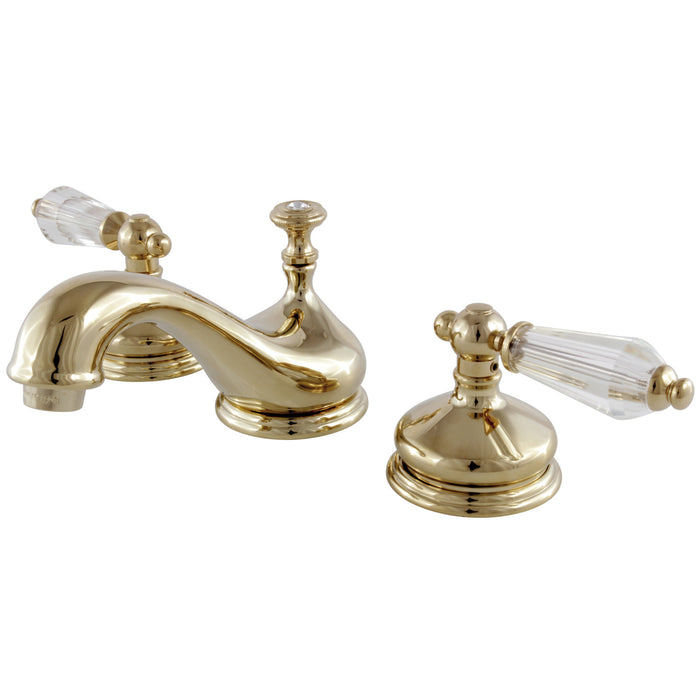 Wilshire KS1162WLL Two-Handle 3-Hole Deck Mount Widespread Bathroom Faucet with Brass Pop-Up Drain, Polished Brass