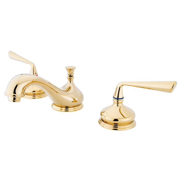 Silver Sage KS1162ZL Two-Handle 3-Hole Deck Mount Widespread Bathroom Faucet with Brass Pop-Up Drain, Polished Brass