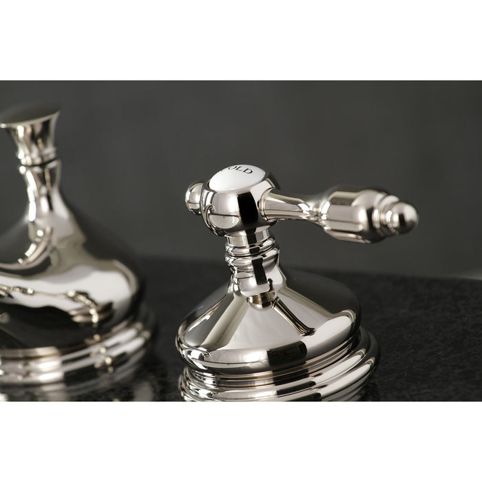 Tudor KS1166TAL Two-Handle 3-Hole Deck Mount Widespread Bathroom Faucet with Brass Pop-Up Drain, Polished Nickel