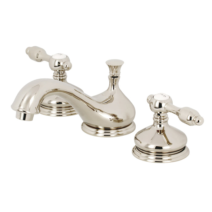 Tudor KS1166TAL Two-Handle 3-Hole Deck Mount Widespread Bathroom Faucet with Brass Pop-Up Drain, Polished Nickel