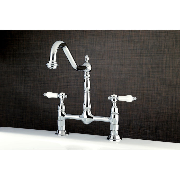 Bel-Air KS1171BPL Two-Handle 2-Hole Deck Mount Bridge Kitchen Faucet, Polished Chrome