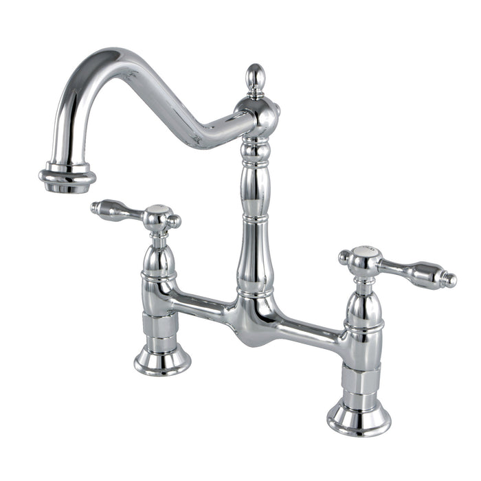 Tudor KS1171TAL Two-Handle 2-Hole Deck Mount Bridge Kitchen Faucet, Polished Chrome