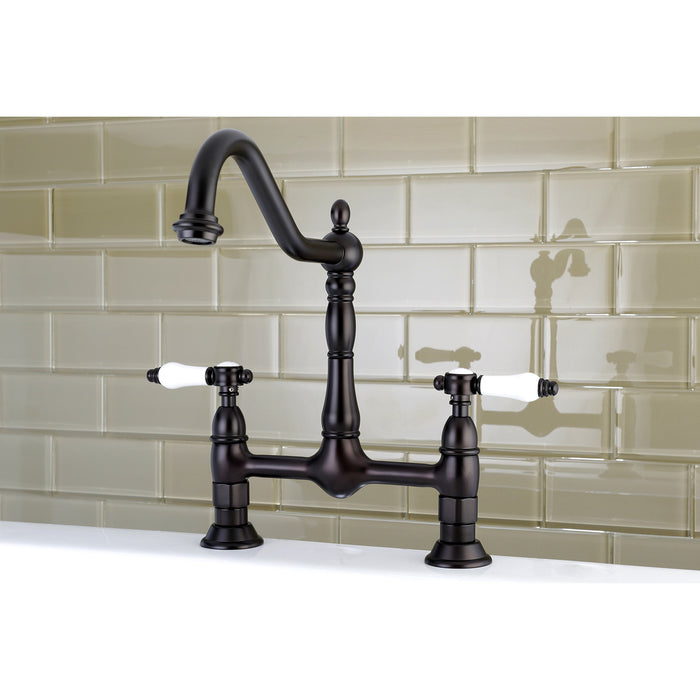 Bel-Air KS1175BPL Two-Handle 2-Hole Deck Mount Bridge Kitchen Faucet, Oil Rubbed Bronze