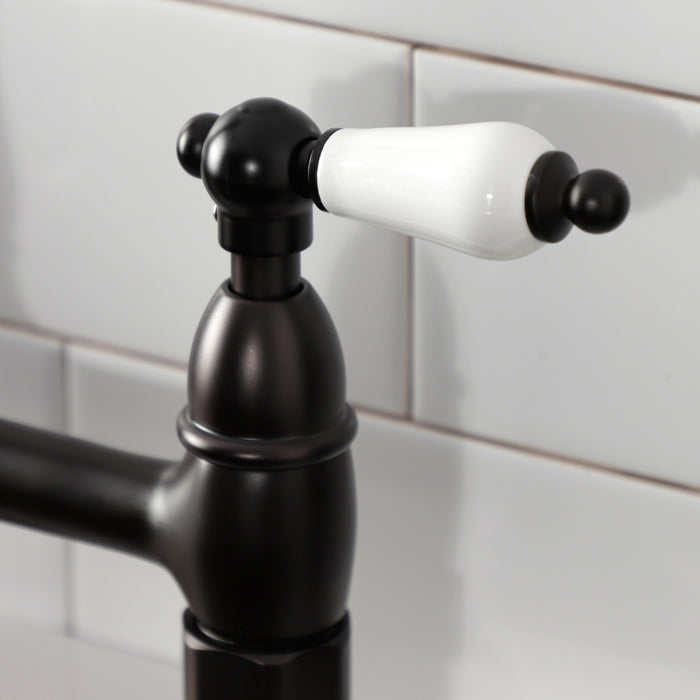 Heritage KS1175PL Two-Handle 2-Hole Deck Mount Bridge Kitchen Faucet, Oil Rubbed Bronze