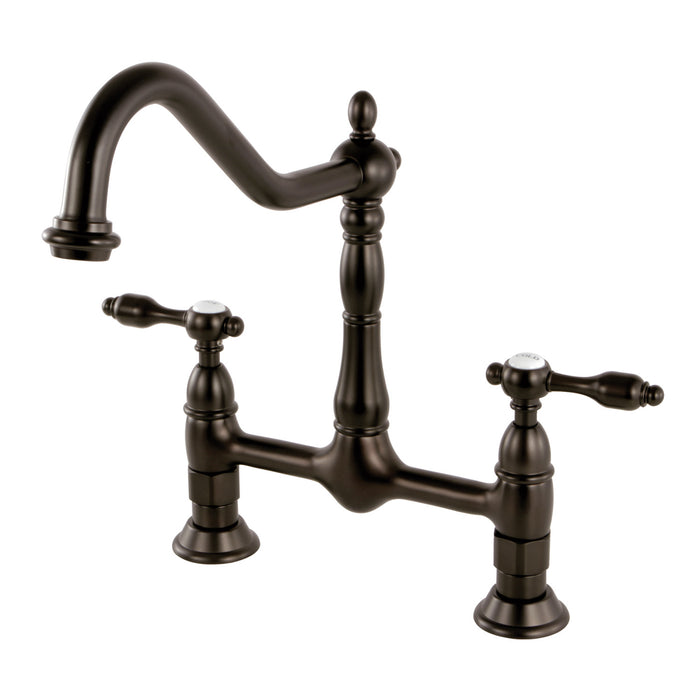 Tudor KS1175TAL Two-Handle 2-Hole Deck Mount Bridge Kitchen Faucet, Oil Rubbed Bronze