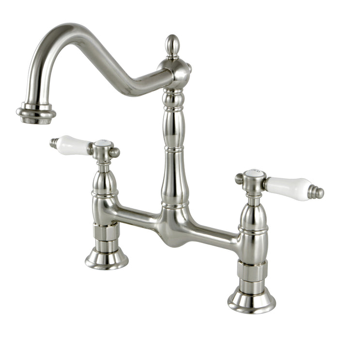 Bel-Air KS1178BPL Two-Handle 2-Hole Deck Mount Bridge Kitchen Faucet, Brushed Nickel