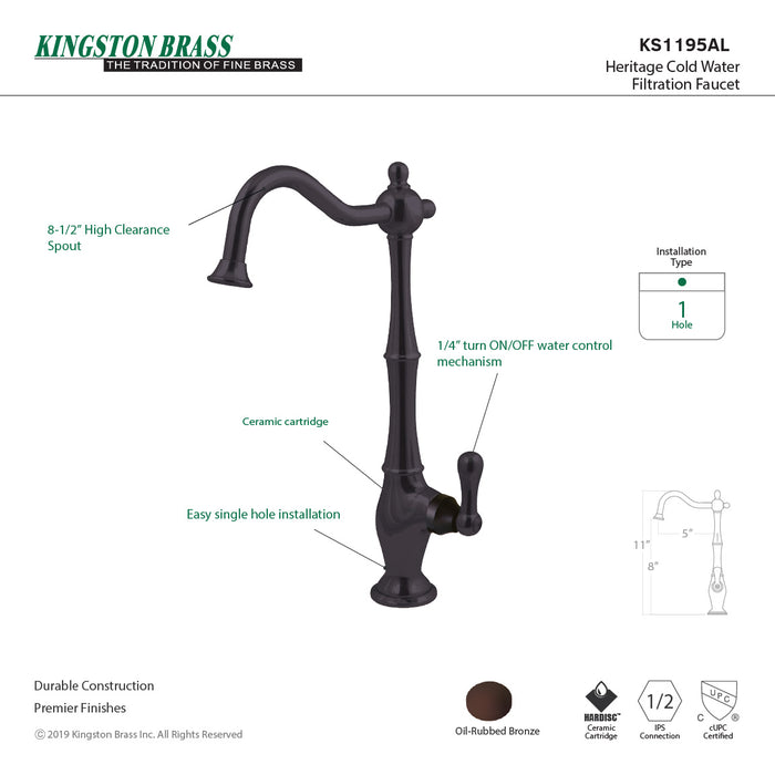 Heritage KS1195AL Single-Handle 1-Hole Deck Mount Water Filtration Faucet, Oil Rubbed Bronze