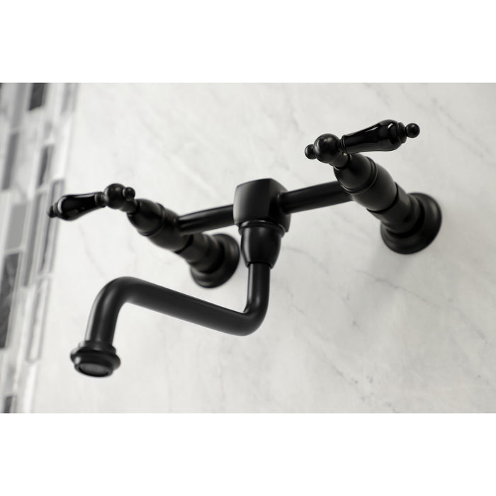 Duchess KS1210PKL Double-Handle 2-Hole Wall Mount Bathroom Faucet, Matte Black