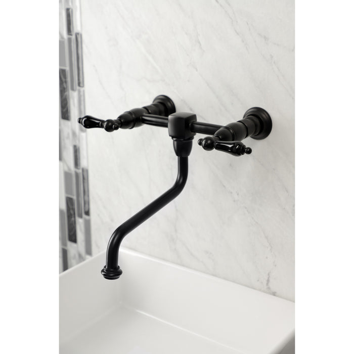 Duchess KS1210PKL Double-Handle 2-Hole Wall Mount Bathroom Faucet, Matte Black