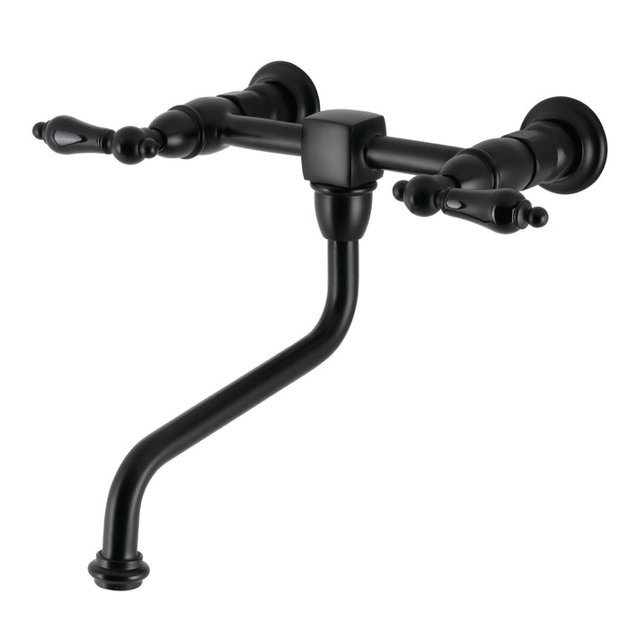 Duchess KS1210PKL Double-Handle 2-Hole Wall Mount Bathroom Faucet, Matte Black