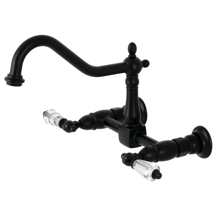 Wilshire KS1240WLL Two-Handle 2-Hole Wall Mount Bridge Kitchen Faucet, Matte Black