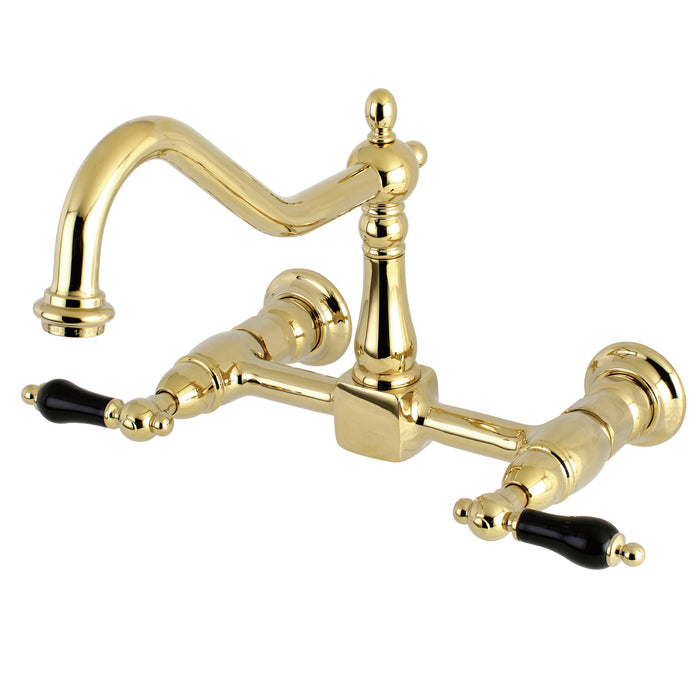 Duchess KS1242PKL Two-Handle 2-Hole Wall Mount Bridge Kitchen Faucet, Polished Brass