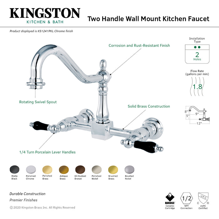 Duchess KS1245PKL Two-Handle 2-Hole Wall Mount Bridge Kitchen Faucet, Oil Rubbed Bronze