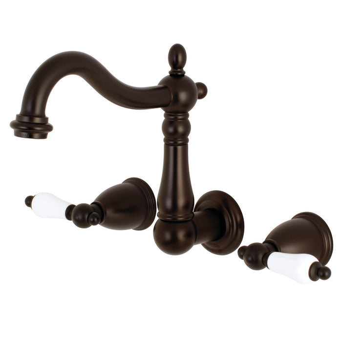 Heritage KS1255PL Double-Handle 3-Hole Wall Mount Bathroom Faucet, Oil Rubbed Bronze