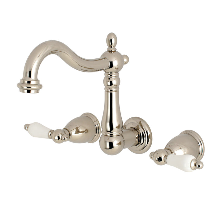 Heritage KS1256PL Double-Handle 3-Hole Wall Mount Bathroom Faucet, Polished Nickel