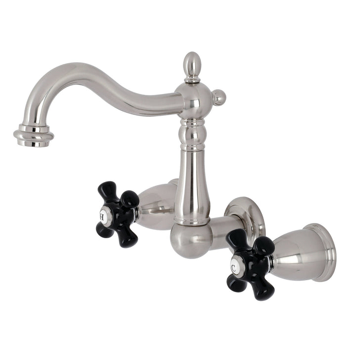 Duchess KS1258PKX Double-Handle 3-Hole Wall Mount Bathroom Faucet, Brushed Nickel