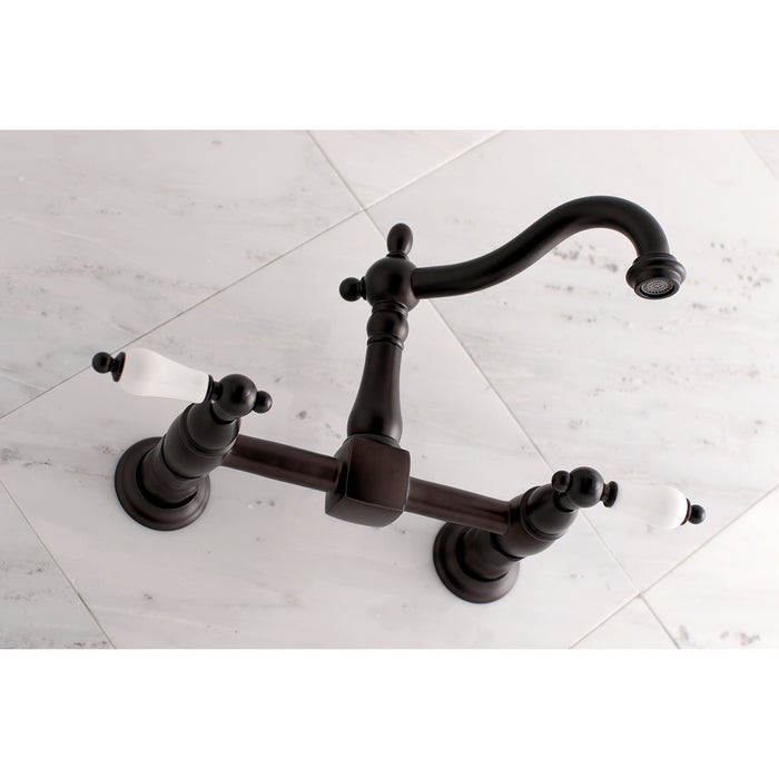 Heritage KS1265PL Two-Handle 2-Hole Wall Mount Kitchen Faucet, Oil Rubbed Bronze