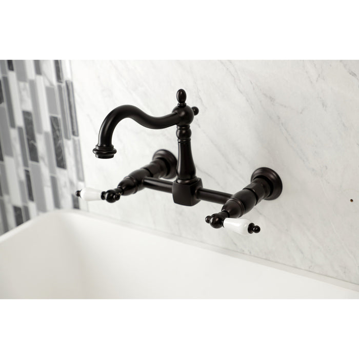 Heritage KS1265PL Two-Handle 2-Hole Wall Mount Kitchen Faucet, Oil Rubbed Bronze