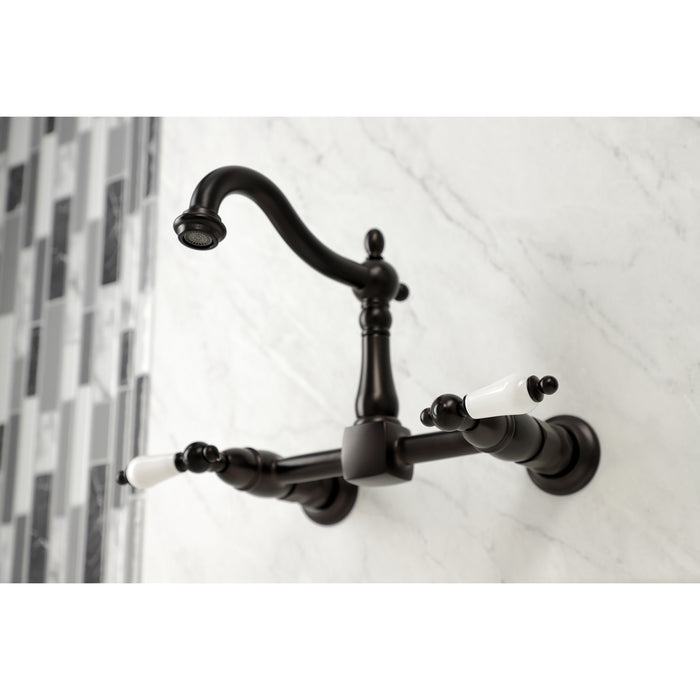 Heritage KS1265PL Two-Handle 2-Hole Wall Mount Kitchen Faucet, Oil Rubbed Bronze