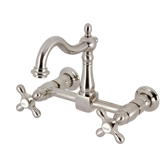 Heritage KS1268AX Two-Handle 2-Hole Wall Mount Kitchen Faucet, Brushed Nickel