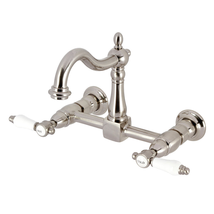 Bel-Air KS1268BPL Two-Handle 2-Hole Wall Mount Kitchen Faucet, Brushed Nickel