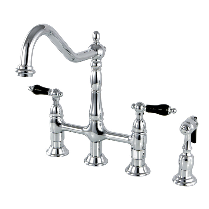 Duchess KS1271PKLBS Two-Handle 4-Hole Deck Mount Bridge Kitchen Faucet with Brass Side Sprayer, Polished Chrome