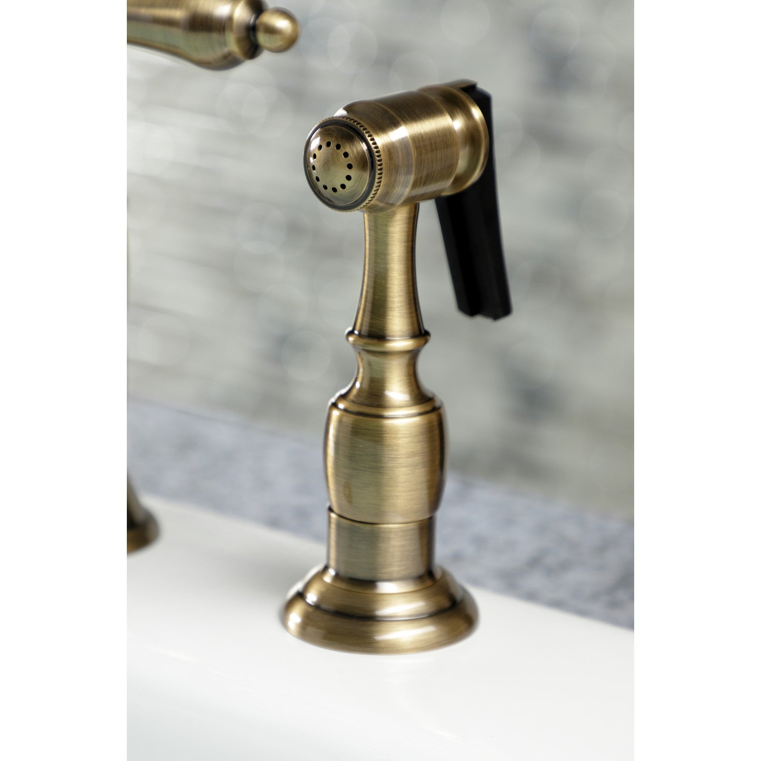 Kingston Brass KS1275ALBS Heritage hot Bridge Kitchen Faucet, 8-3/4