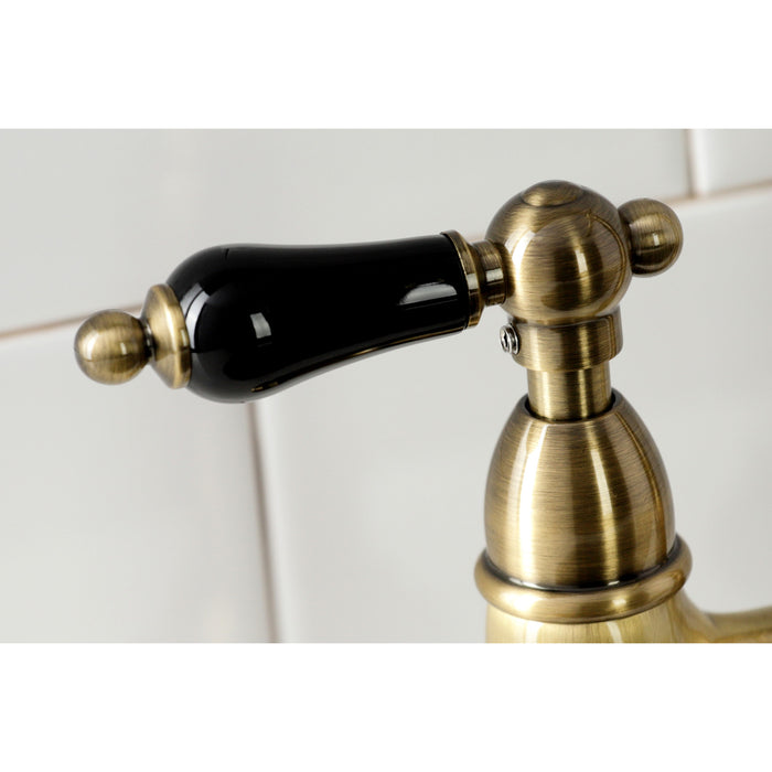 Duchess KS1273PKLBS Two-Handle 4-Hole Deck Mount Bridge Kitchen Faucet with Brass Side Sprayer, Antique Brass