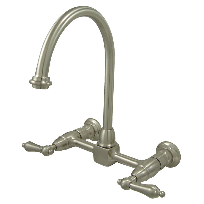 Restoration KS1298AL Two-Handle 2-Hole Wall Mount Bridge Kitchen Faucet, Brushed Nickel