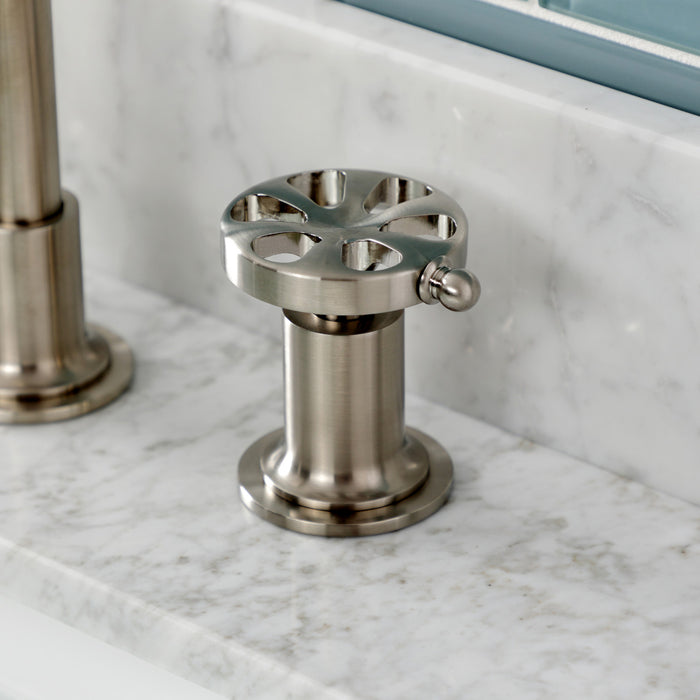 Belknap KS142RXBN Two-Handle 3-Hole Deck Mount Widespread Bathroom Faucet with Push Pop-Up, Brushed Nickel