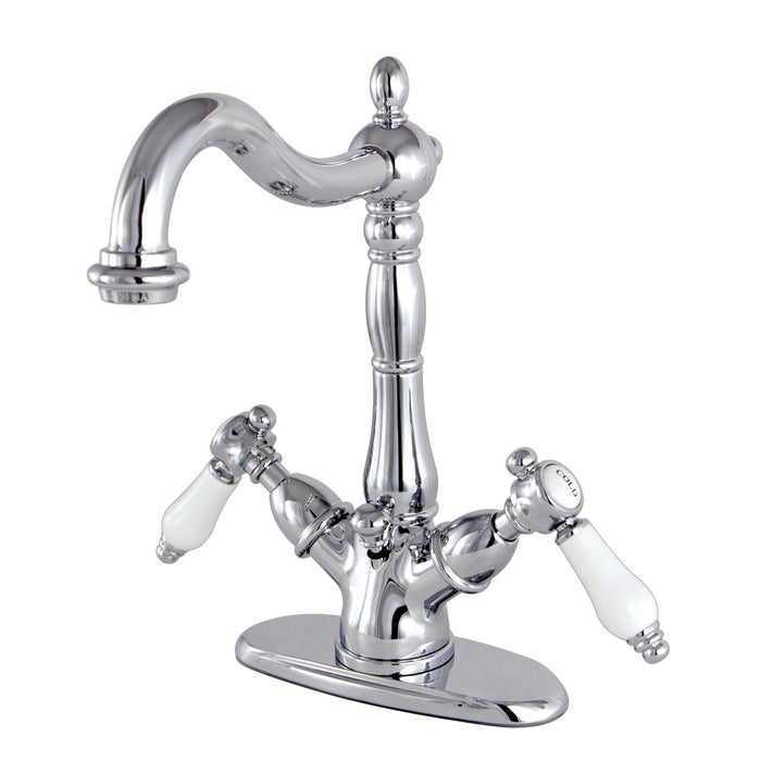 Bel-Air KS1431BPL Double-Handle 1-or-3 Hole Deck Mount 4-Inch Centerset Bathroom Faucet with Brass Pop-Up, Polished Chrome